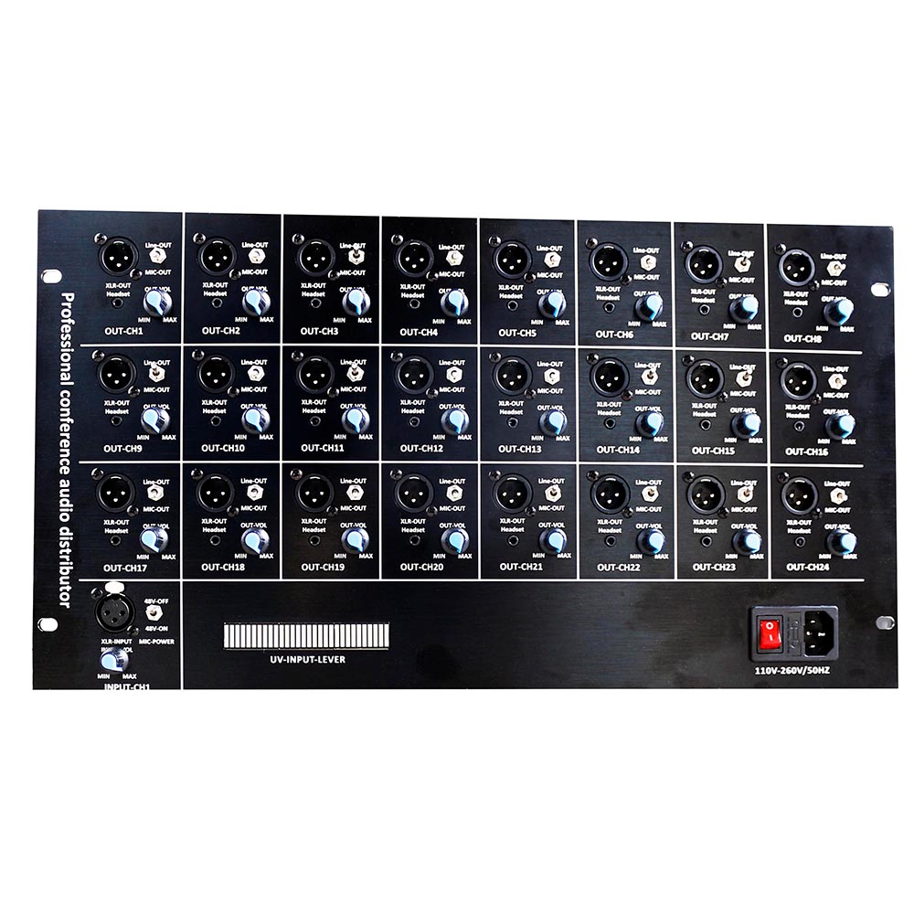 1进24出专业会议音频分配器